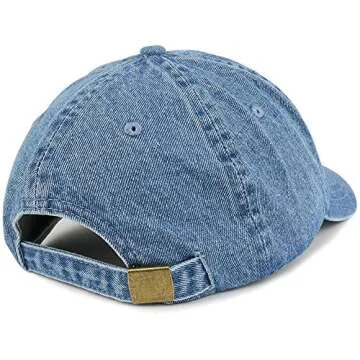 Trendy Apparel Shop American Flag and USA Embroidered 100% Cotton Denim Cap Dad Hat - Light Blue
