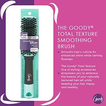 Goody x Total Texture Smoothing Brush - Vegan Boar Bristles Help Condition and Smooths Hair Cuticles...