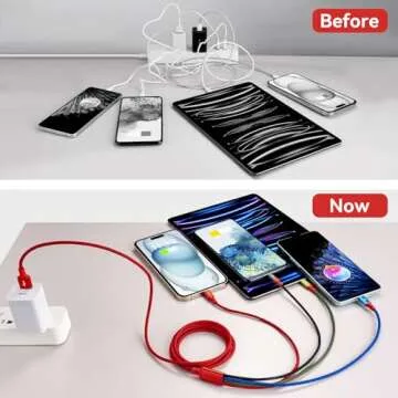 Multi Charging Cable 3.5A, [2Pack 6Ft] 4 in 1 Fast Charging Cable, Multi Charging Cord, Multi USB Cable Adapter with IP/Type C/Micro Ports for Cell Phones/iPhone/Samsung Galaxy/PS/Tablets & More