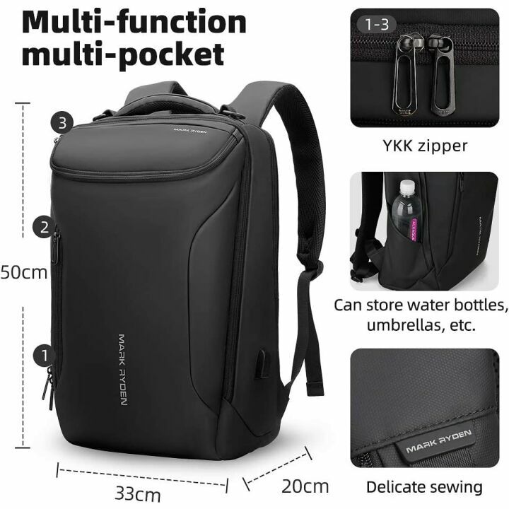 Muzee Waterproof Business Backpack with USB Charging