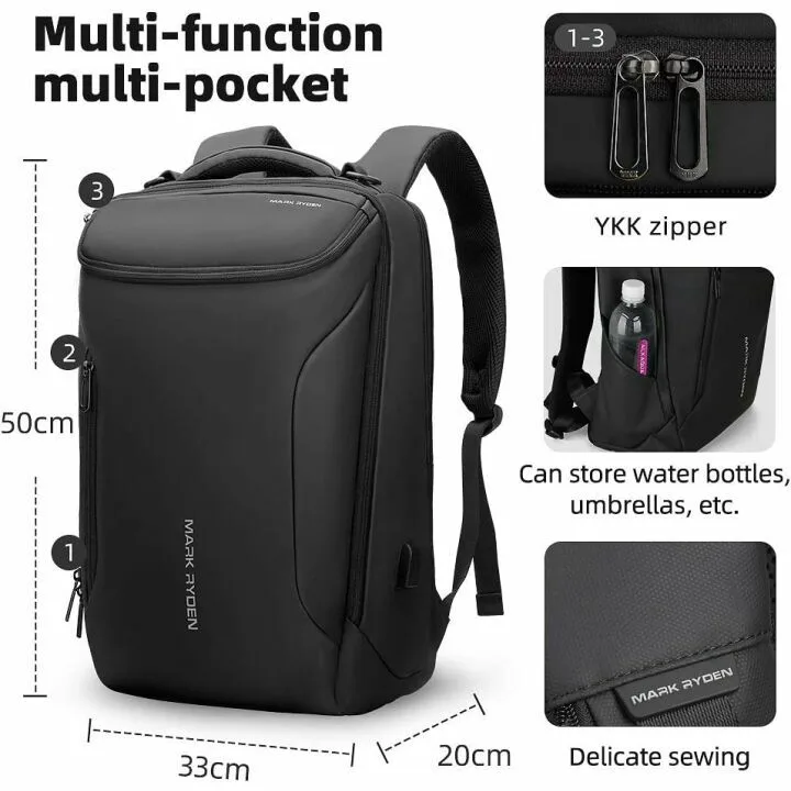 Muzee Waterproof Business Backpack with USB Charging