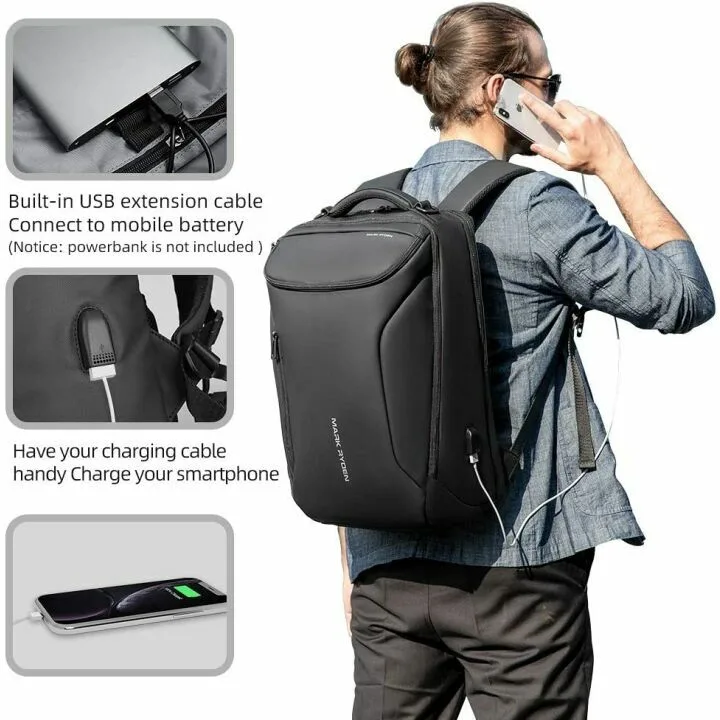 Muzee Waterproof Business Backpack with USB Charging