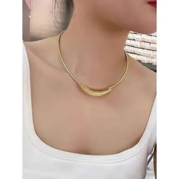 Dtja Chunky Choker Chain Necklace - Fashionable Gifting - 16 inch