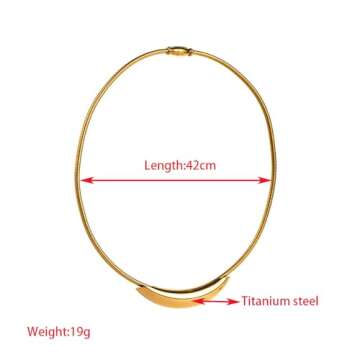 Dtja Chunky Choker Chain Necklace for Women Titanium Steel 18K Gold Plated Thick Round Snake Chain Necklaces Fashion Chic Minimalist Jewelry Gift for Christmas Holiday 16 inch (Gold)