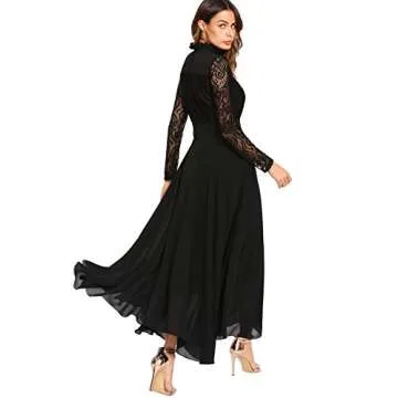 Milumia Elegant Vintage Floral Lace Long Dress for Women