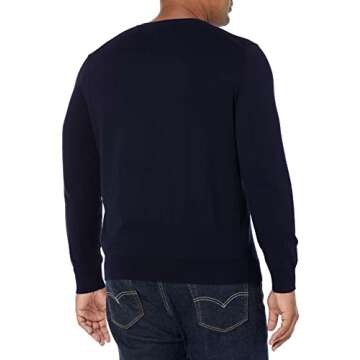 Nautica Men's Classic Fit Soft Lightweight Jersey V-Neck Sweater, Navy, Medium
