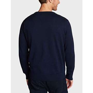 Nautica Men's Classic Fit Soft Lightweight Jersey V-Neck Sweater, Navy, Medium