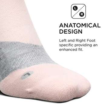 Feetures Elite Ultra Light Cushion Ankle Socks - Sport Sock with Targeted Compression - Propulsion Pink, L (1 Pair)