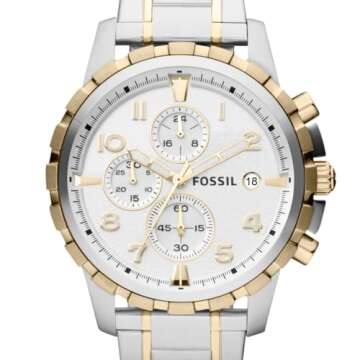 Fossil Men's Dean Chronograph Watch in Stylish Gold/Silver