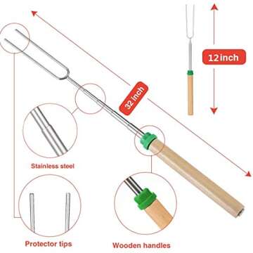 Mluchee 8Pack Marshmallow Roasting Sticks Smores Skewers for Fire Pit 32inch Telescoping Sausage BBQ...