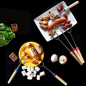 Mluchee 8Pack Marshmallow Roasting Sticks Smores Skewers for Fire Pit 32inch Telescoping Sausage BBQ Hot Dog Forks Portable Carrying Bag for Grill Campfire Thanksgiving Christmas Gifts