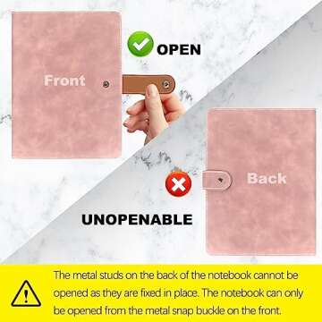 FYY Leather A5 Binder 6 Ring Binder Notebook - Refillable Notebook A5 Planner Binder with Binder Pockets, A5 Dividers, A5 Refill Paper, PU Leather Travel Binder Journal Cover Binder Pink Notebook