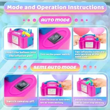 Anordsem Balloon Air Pump Electric: Balloon Inflator Portable for All Balloons at Home - Blower Machine Dual Nozzle for Party Birthday Ballon Arch Stand Decoration