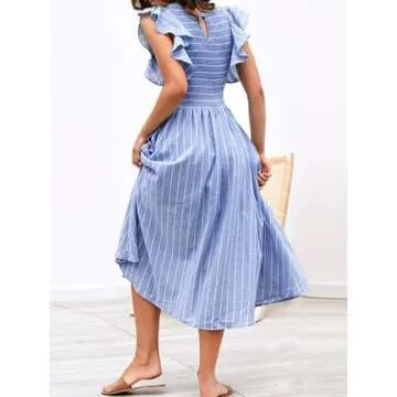 Stylish Miessial Women's Summer Midi Dresses with Pockets