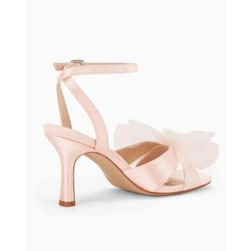 Coutgo Women's Lace Bow Heels for Weddings and Proms