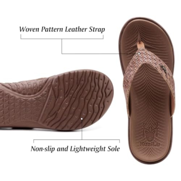 KuaiLu Womens Comfortable Arch Support Flip Flops