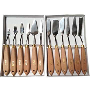 12 pcs PALETTE KNIFE Stainless Steel Spatula Painting Mixing Knives Deluxe Set