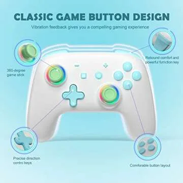 momen Switch Pro Controller, Wireless Switch Controller for Nintendo Switch/Lite/OLED Green Switch Controller Adjustable LED Joystick, Wake-up, Turbo, Dual Vibration & Motion Control