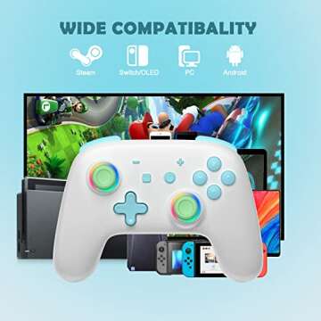 momen Switch Pro Controller, Wireless Switch Controller for Nintendo Switch/Lite/OLED Green Switch Controller Adjustable LED Joystick, Wake-up, Turbo, Dual Vibration & Motion Control