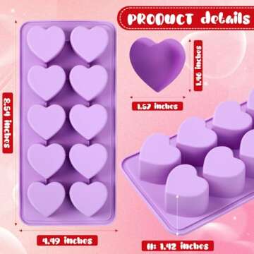 Hushee 3 Pack Heart Shaped Ice Cube Tray Heart Ice Cube Molds Valentine's Day Silicone Molds for Cho...