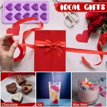 Hushee 3 Pack Heart Shaped Ice Cube Tray Heart Ice Cube Molds Valentine's Day Silicone Molds for Chocolate, Candy, Fudge, Cake Pop(Red,Pink,Purple)