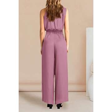 PRETTYGARDEN Women's 2 Piece Outfits 2025 Summer Casual Sleeveless Mock Neck Crop Tops Wide Leg Pants Set (Pink,Small)