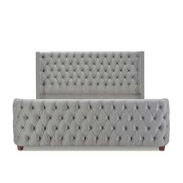 Jennifer Taylor Home Brooklyn King Tufted Panel Bed Headboard and Footboard Set, Opal Grey Velvet