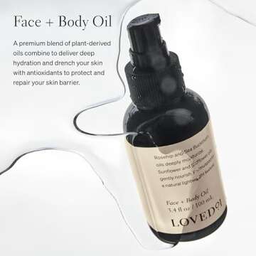 Loved01 Face & Body Oil, John Legend Skincare, Daily Deep Hydration, Lightweight & Non-Greasy Formula, Non-Synthetic Fragrance Floral Scent, 3.4 oz