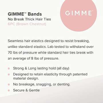 Gimme Beauty - Thick Fit Hair Bands - Brown Chestnut - Damage Free Hair Ties - Made with Seamless Mi...