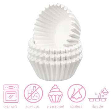 LotFancy 500pcs Mini Cupcake Liners, White Muffin Liners, No Smell, Greaseproof Paper Baking Cups, Small Cupcake Wrappers for Birthday Holidays, Bottom 1.25 inch Width