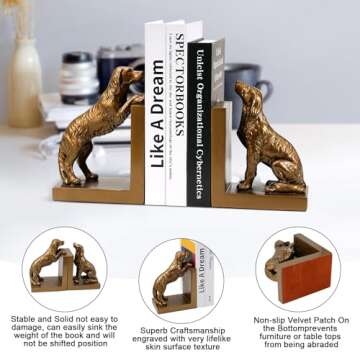 Dog Bookends Creative Resin Holders for Home Shelves