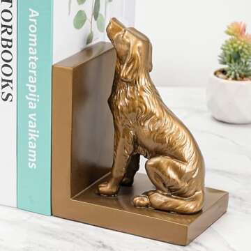 Dog Bookends Creative Resin Holders for Home Shelves
