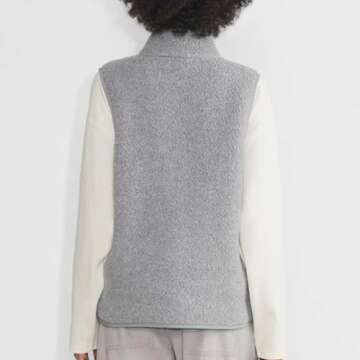 Hixiaohe Sherpa Fleece Vest for Women Trendy Warm Sleeveless Vests Jacket Lightweight Zip Coats with Pockets Fall Outerwear(Gray,S)