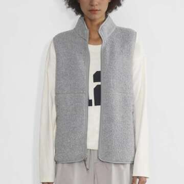 Hixiaohe Sherpa Fleece Vest for Women Trendy Warm Sleeveless Vests Jacket Lightweight Zip Coats with Pockets Fall Outerwear(Gray,S)