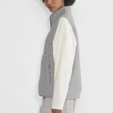 Hixiaohe Sherpa Fleece Vest for Women Trendy Warm Sleeveless Vests Jacket Lightweight Zip Coats with Pockets Fall Outerwear(Gray,S)