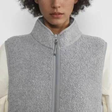 Hixiaohe Sherpa Fleece Vest for Women Trendy Warm Sleeveless Vests Jacket Lightweight Zip Coats with Pockets Fall Outerwear(Gray,S)