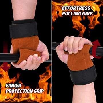 CIEIVXI Weight Lifting Wrist Straps for Deadlifts,Leather Deadlift Gloves and Grip Pads for Weight Lifting,Gym Wrist Straps for Weightlifting Lifting Straps for Men and Women (Pair)