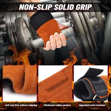 CIEIVXI Weight Lifting Wrist Straps for Deadlifts,Leather Deadlift Gloves and Grip Pads for Weight Lifting,Gym Wrist Straps for Weightlifting Lifting Straps for Men and Women (Pair)