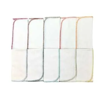Gina's Soft Cloth Shop 1 Ply 11x12 Inches Natural Unbleached Birdseye Paperless Towel Set of 10 Assorted Earthtone Colors Handmade in the USA!