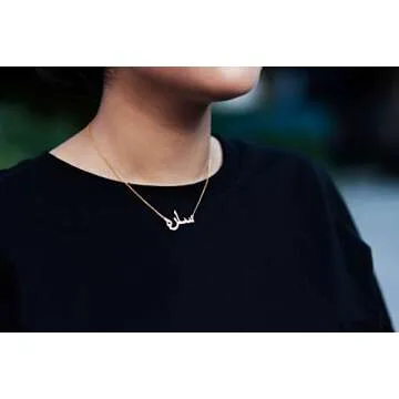 Yoke Style Arabic Name Necklace Personalized, 18K Gold-plated Custom Name Pendant Necklace for Women