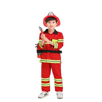 yolsun Fireman Costume for Kids, Boys' and Girls' Firefighter Dress up, Fire Fighter with Toy Access...