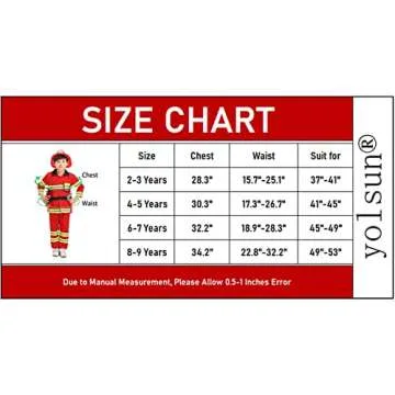 yolsun Fireman Costume for Kids, Boys' and Girls' Firefighter Dress up, Fire Fighter with Toy Accessories Set Halloween Role Play(Red,4-5 Years)