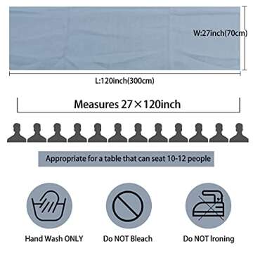 Elegant Dusty Blue Chiffon Table Runner Set for Events