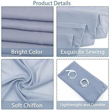 Elegant Dusty Blue Chiffon Table Runner Set for Events