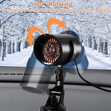 Car Heater, 12V 150W Portable Car Heater 2 in 1 Fast Heating and Cooling Car Heater, Car Windshield Defogging and Defrosting,Car Defroster That Plugs into Cigarette Lighter Suitable for All Car