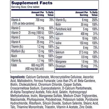 One A Day Women’s Multivitamin, Supplement with Vitamin A, C, D, E and Zinc for Immune Health Support, B12, Biotin, Calcium & More, Tablet 200 count