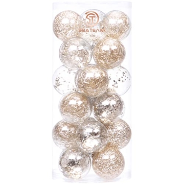 Sea Team 70mm/2.76" Shatterproof Clear Plastic Christmas Tree Ball Ornaments Set, Decorative Hanging...