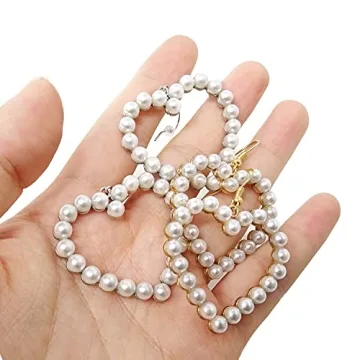 Honbay 2 Pairs Pearl Heart Dangle Earrings Love Heart Earrings Vintage Pearl Hoop Studs Circle Beaded Earrings for Holiday Valentine Wedding or Daily Wear (2 Color)