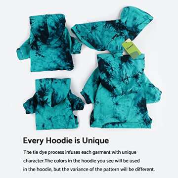 Fitwarm Tie Dye Dog Hoodie, Dog Clothes for Small Dogs Boy, Puppy Sweatshirt, Pet Outfit, Cat Clothing, Azure Blue, Black, XL