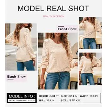 SHEWIN Casual Long Sleeve Sweater for Fall Fashion